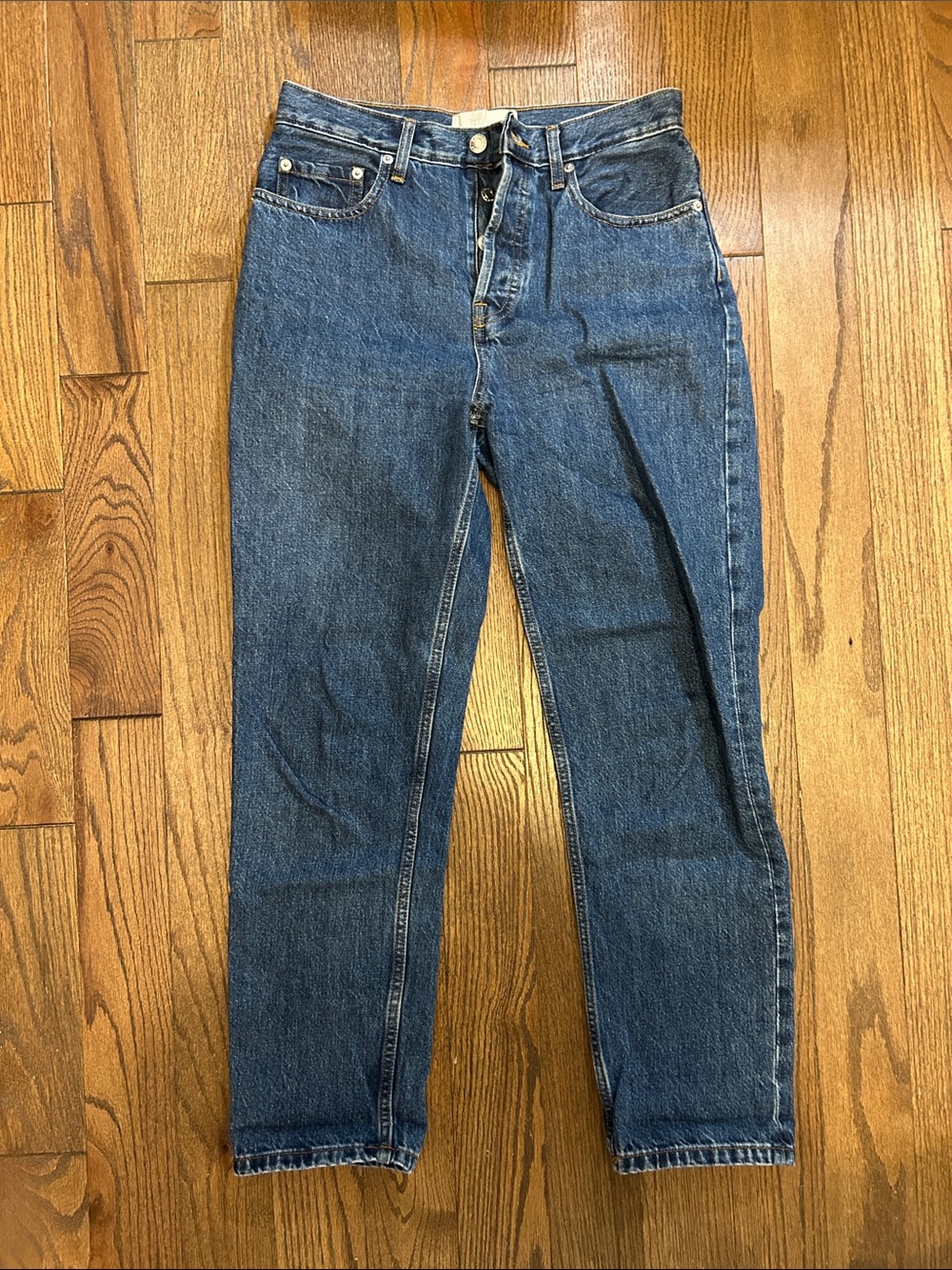 Everlane High-Rise Straight Leg Jeans in Blue Wash